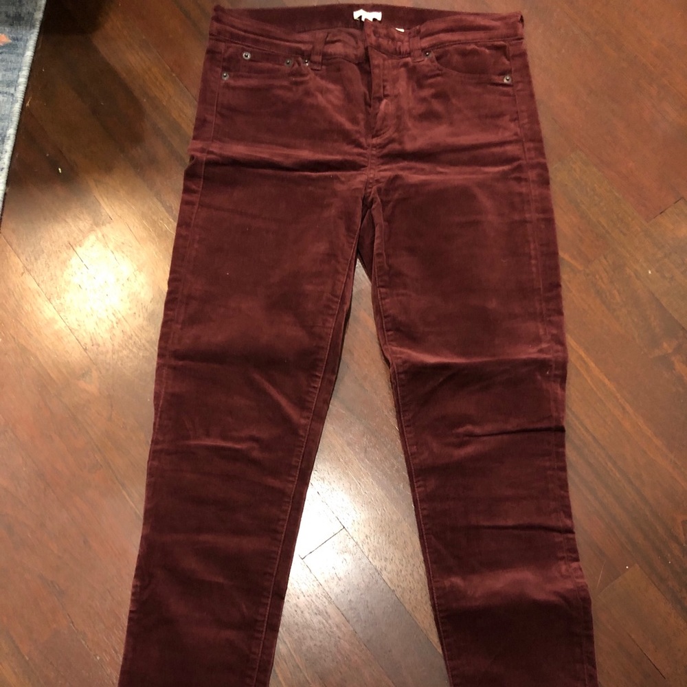JCrew stretch corduroy plum/merlot skinny jeans